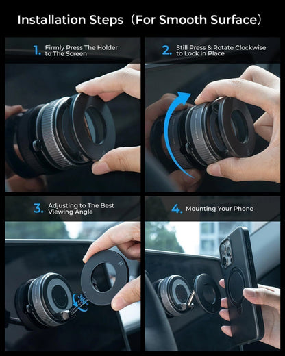 360° Vacuum Suction Phone Mount with Magnetic Nano Gel Grip, Fits Any Surface