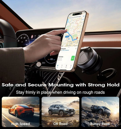 360° Vacuum Suction Phone Mount with Magnetic Nano Gel Grip, Fits Any Surface