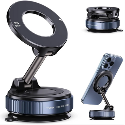 360° Vacuum Suction Phone Mount with Magnetic Nano Gel Grip, Fits Any Surface
