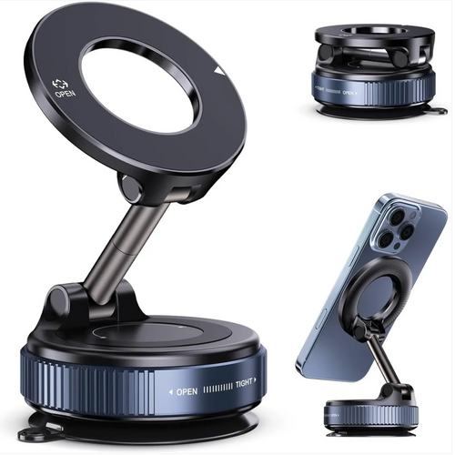 360° Vacuum Suction Phone Mount with Magnetic Nano Gel Grip, Fits Any Surface
